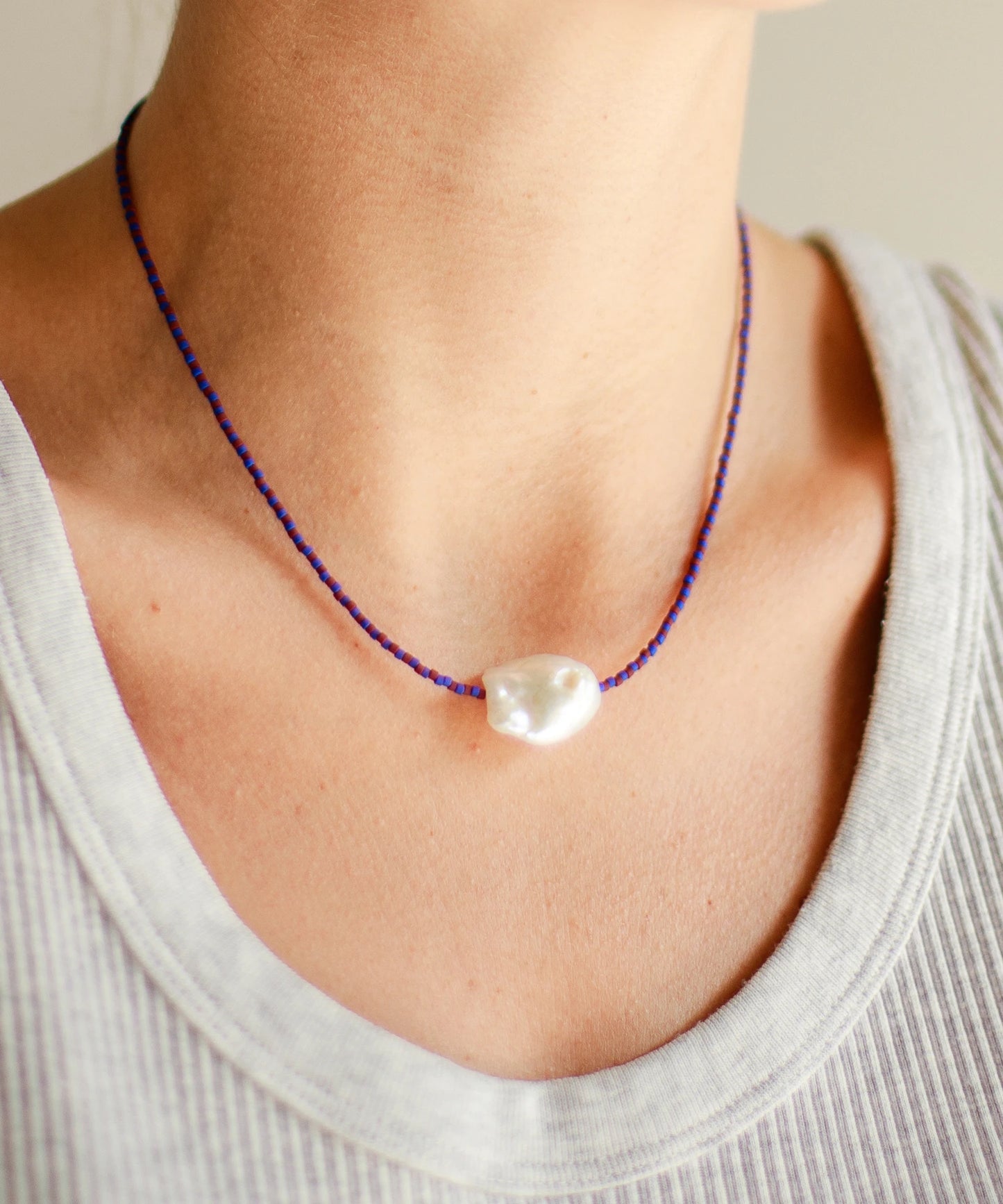 Collar Surigao Pearl and Crystal Beads Klein and Brown