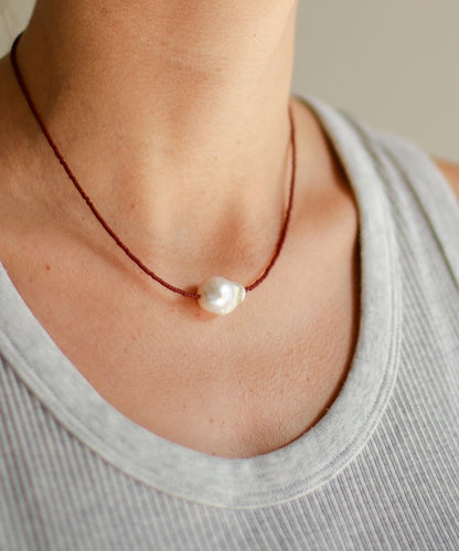 Collar Surigao Pearl and Crystal Beads Brown