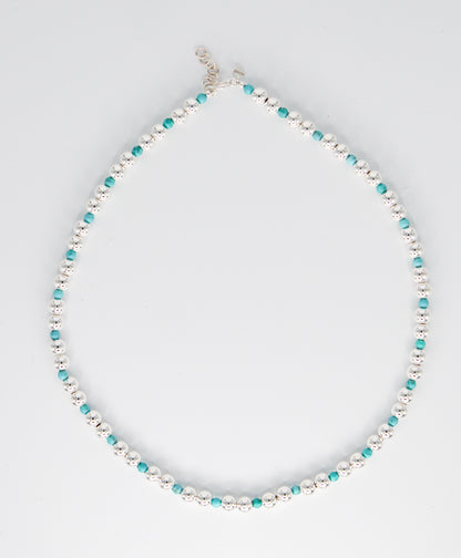 Collar Obi Silver Turquoise Beads