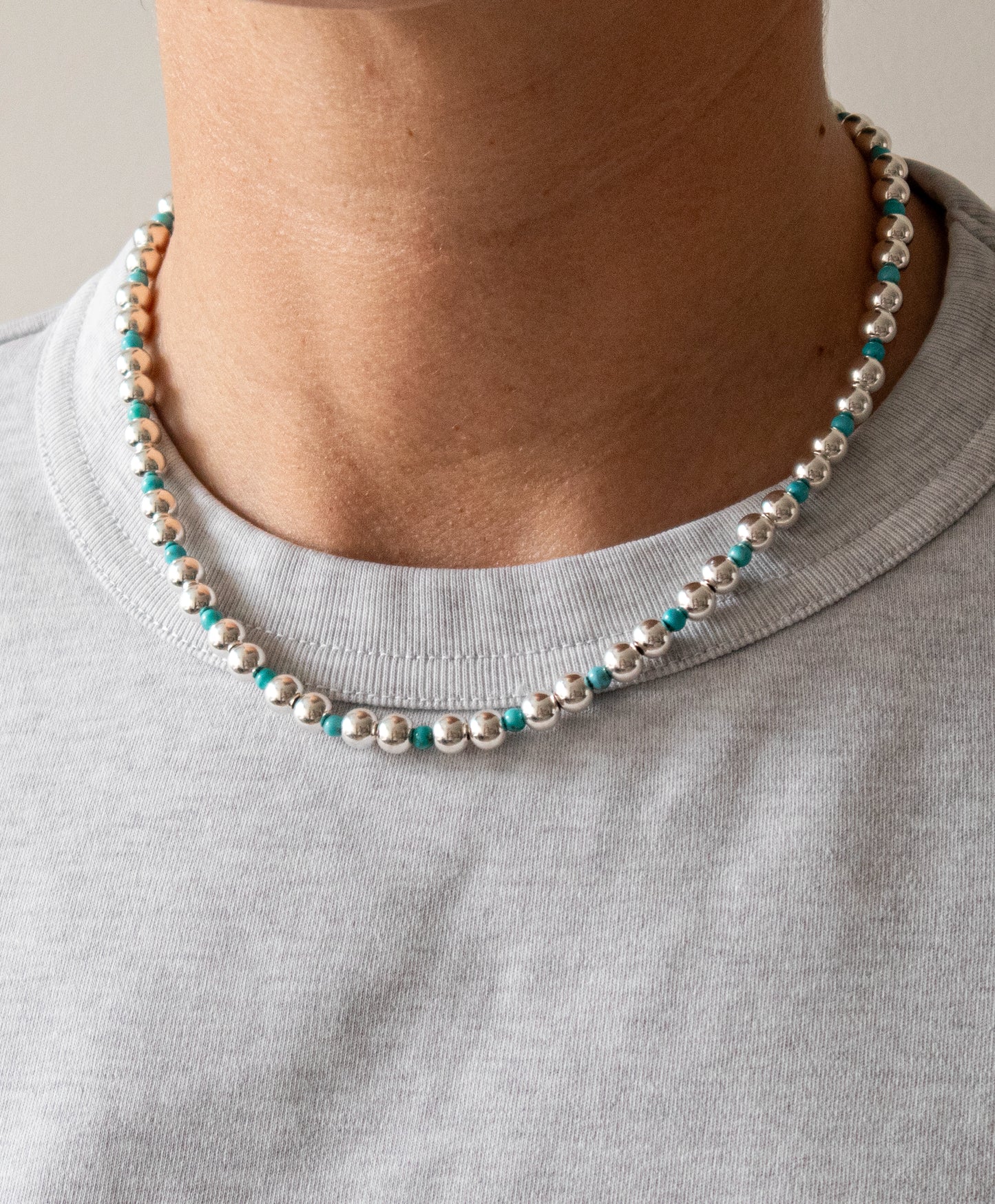 Collar Obi Silver Turquoise Beads