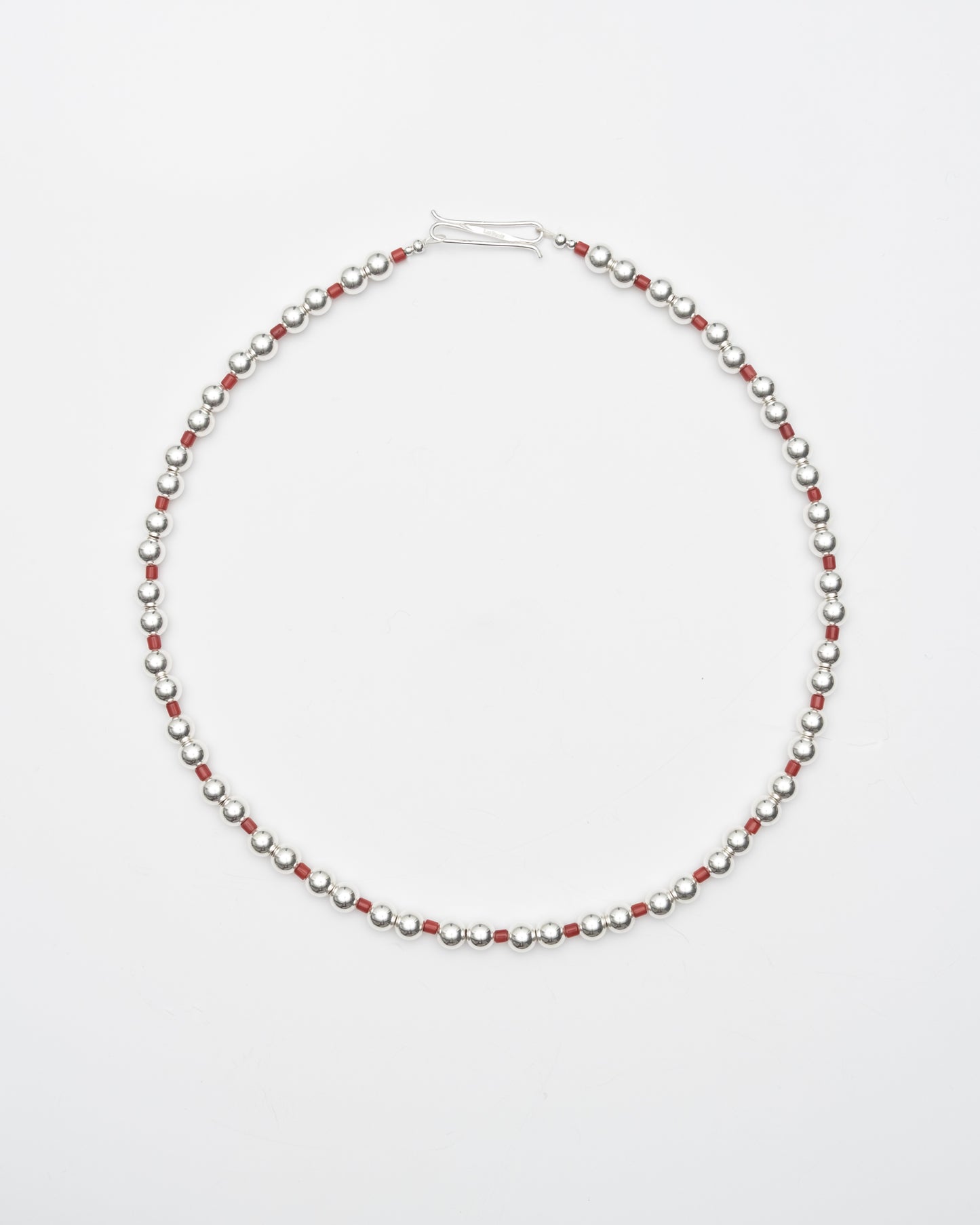 Collar Obi Silver Coral Beads